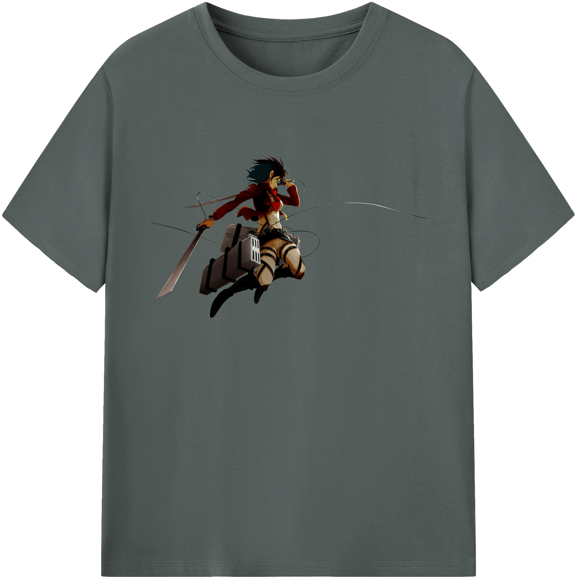 （画像用） 進撃の巨人 ミカサ·アッカーマン Attack on Titan Mikasa Ackerman 綿100％ メンズ半袖Tシャツ｜肌触りやわらか＆通気性